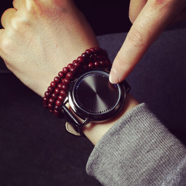 Creative Personality Minimalist Leather Normal Waterproof LED Watch