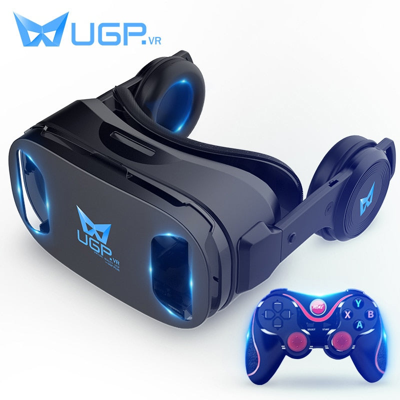 VR Glasses 3D IMAX Virtual 3D Movie Games With Headphone + Bluetooth Gamepad