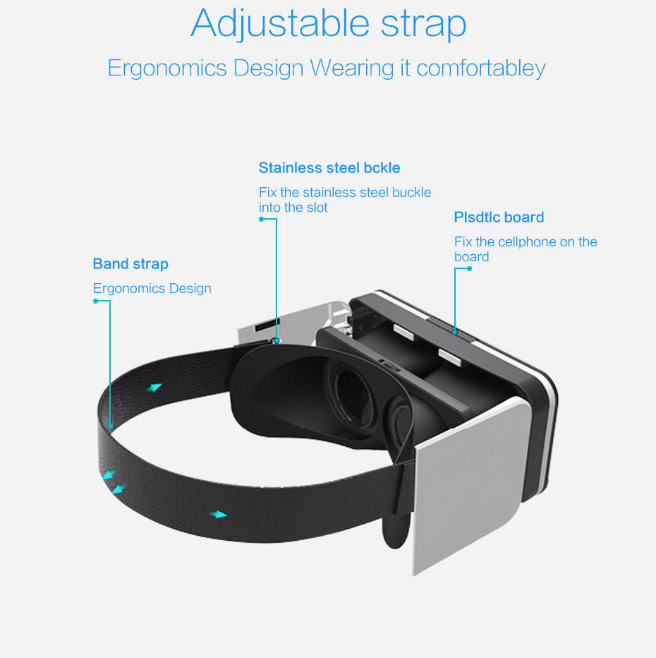 VR 3D Box Virtual Reality Goggles Foldable VR Headset Glasses Googles Cardboard Helmet For Smartphones 4.7-6.0"