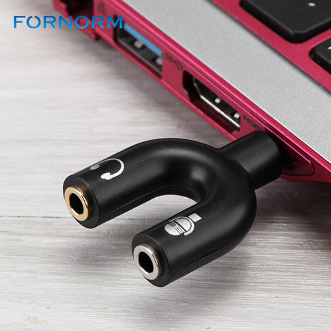 Fornorm 3.5mm Stereo Audio Splitter Headset Adapter Earphone Connector 1 Male to 2 Female Headphone with Separated Microphone