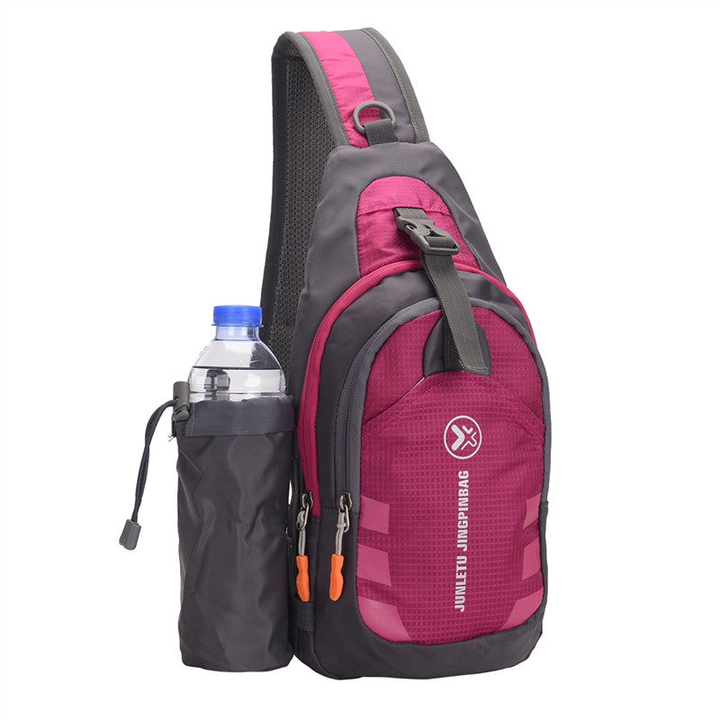 Sling Backpack Wear Resistant Waterproof Shoulder Chest Pack Crossbody Bag with Detachable Water Bottle Holder Pouch for Sport Bicycle Hiking Travel