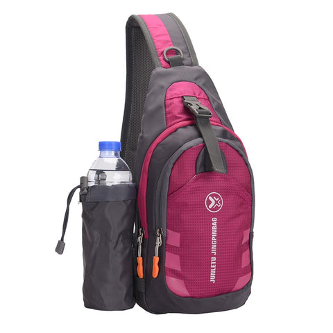 Sling Backpack Wear Resistant Waterproof Shoulder Chest Pack Crossbody Bag with Detachable Water Bottle Holder Pouch for Sport Bicycle Hiking Travel