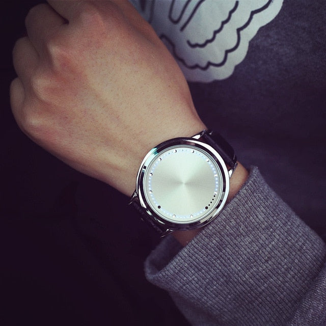 Creative Personality Minimalist Leather Normal Waterproof LED Watch