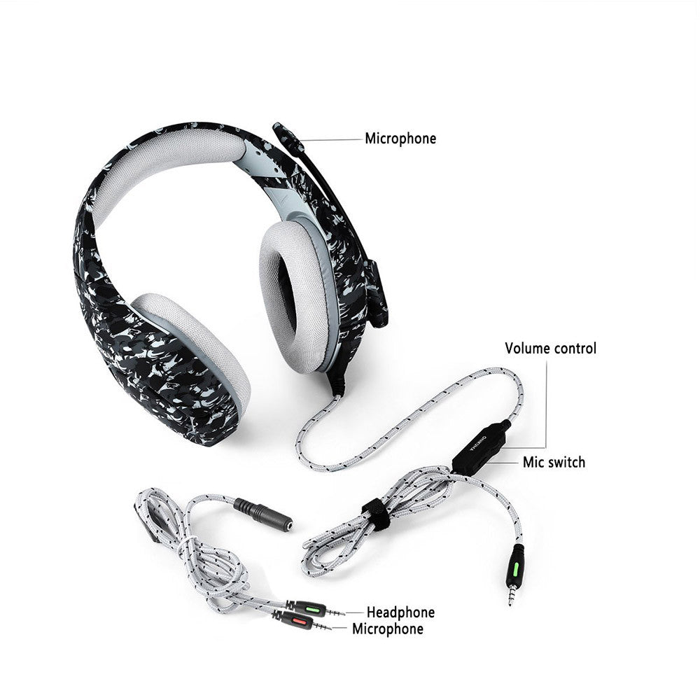 ONIKUMA K1 3.5mm Gaming Headsets with Mic Stereo Sound Noise Reduction Music Headphones for PC New Xbox Laptop DS PSP Camouflage Yellow