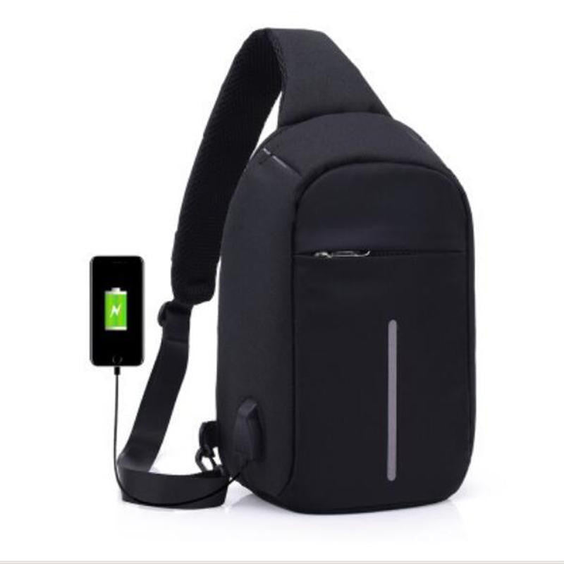 Breast bag USB Rechargeable Chest Pack Casual Messenger Bags Cross Body