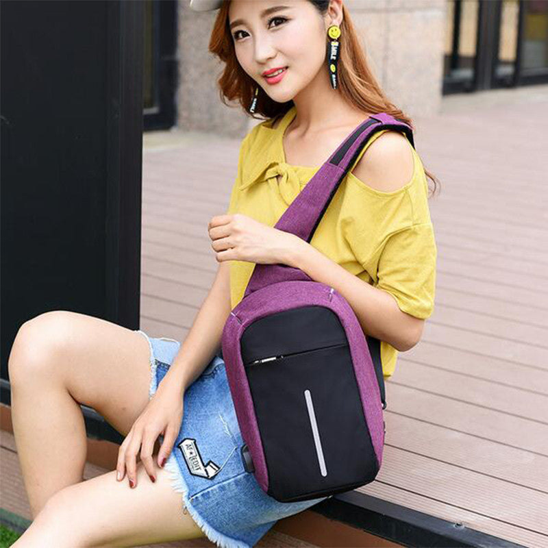 Breast bag USB Rechargeable Chest Pack Casual Messenger Bags Cross Body