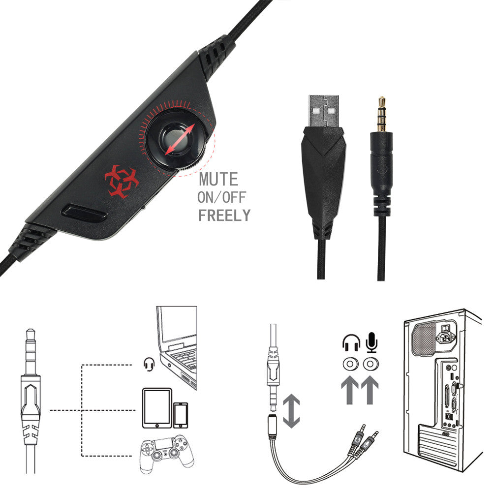 Hunterspider V-3 3.5mm Wired Gaming Headsets Over Ear Headphones Noise