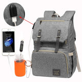 Diaper Bag USB Baby Nappy Bag Mummy Daddy Backpack Large Capacity Waterproof Casual Laptop Bag Rechargeable Holder for Bottle