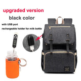 Diaper Bag USB Baby Nappy Bag Mummy Daddy Backpack Large Capacity Waterproof Casual Laptop Bag Rechargeable Holder for Bottle