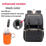 Diaper Bag USB Baby Nappy Bag Mummy Daddy Backpack Large Capacity Waterproof Casual Laptop Bag Rechargeable Holder for Bottle