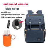 Diaper Bag USB Baby Nappy Bag Mummy Daddy Backpack Large Capacity Waterproof Casual Laptop Bag Rechargeable Holder for Bottle