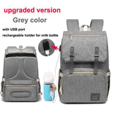 Diaper Bag USB Baby Nappy Bag Mummy Daddy Backpack Large Capacity Waterproof Casual Laptop Bag Rechargeable Holder for Bottle