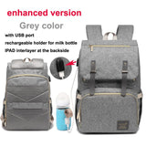 Diaper Bag USB Baby Nappy Bag Mummy Daddy Backpack Large Capacity Waterproof Casual Laptop Bag Rechargeable Holder for Bottle