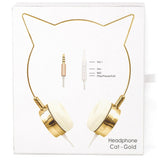 Gold Cat Ear Headphones Wire Frame Headset w Microphone