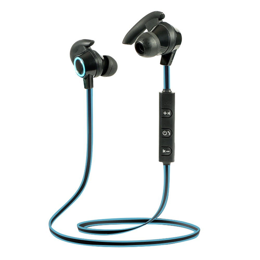 Wireless Bluetooth 4.2 + EDR Headphones Outdoor Sport Headsets In-ear Stereo Music Earphone Built-in Microphone Line Control Rechargeable Blue