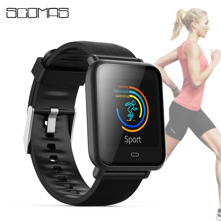 SCOMAS Q9 Smart Watch Men Women 1.3"IPS Fitness Tracker Pedometer Health Heart Rate Blood Pressure Smartwatch For Android IOS