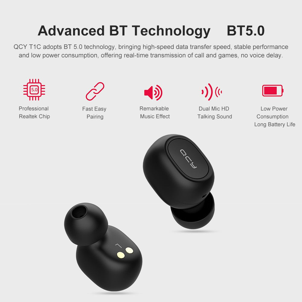 QCY T1C Bluetooth 5.0 TWS Earbuds True Wireless