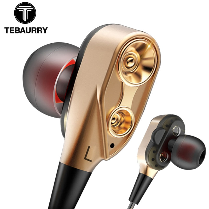 TEBAURRY Double Unit Drive In Ear Earphone Bass