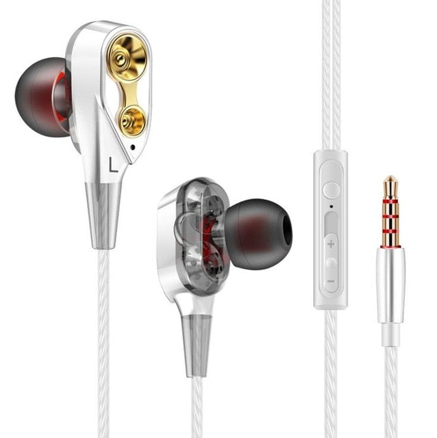 TEBAURRY Double Unit Drive In Ear Earphone Bass