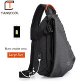 Tangcool Multifunction Fashion Crossbody Bags Men USB Charging Chest Pack Short Trip Messengers Bag Water Repellent Shoulder Bag
