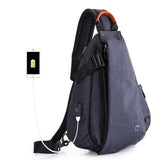 Tangcool Multifunction Fashion Crossbody Bags Men USB Charging Chest Pack Short Trip Messengers Bag Water Repellent Shoulder Bag