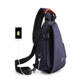 Tangcool Multifunction Fashion Crossbody Bags Men USB Charging Chest Pack Short Trip Messengers Bag Water Repellent Shoulder Bag