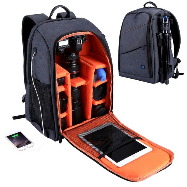 PULUZ Outdoor Portable Waterproof Scratch-proof Dual Shoulders Backpack Camera Accessories Bag Digital DSLR Photo Video Bag