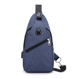 Fashion casual men chest pack single shoulder bags USB charging chest bag crossbody bags male anti theft single strap back bag