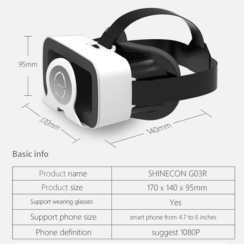 Shinecon VR Glasses Mobile Phone 3D Virtual Reality Helmet VRBOX Glasses Immersive 3d Game VR Glasses