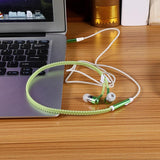 Glow Earphone Luminous Light Metal Zipper Headset